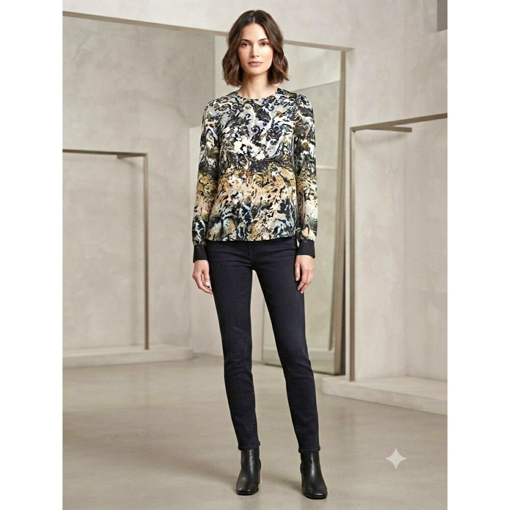 Vince Camuto Abstract Multicolor Chiffon Blouse